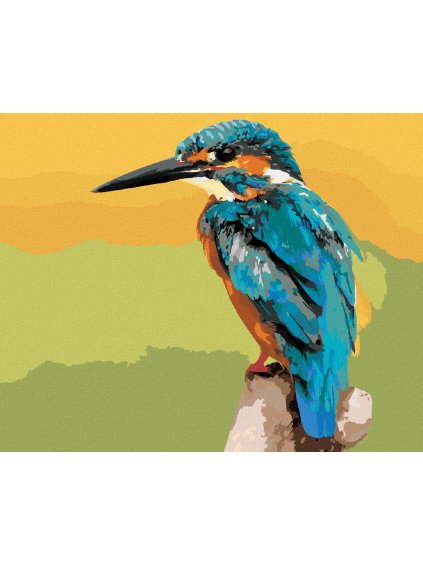 Diamantové maľovanie - VTÁK RYBÁRIK (Rámovanie bez rámu a bez vypnutia plátna, Rozmer 40x50 cm)