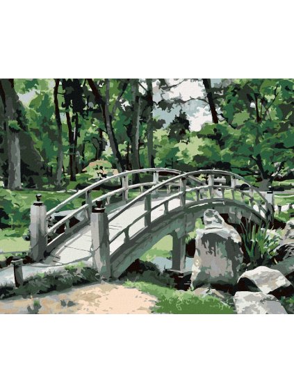 Diamantové maľovanie - JAPONSKO MOST PRI LESE (Rámovanie bez rámu a bez vypnutia plátna, Rozmer 40x50 cm)