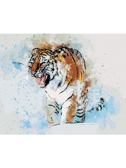 Diamantové maľovanie - MAĽOVANÝ TIGER (Rámovanie bez rámu a bez vypnutia plátna, Rozmer 40x50 cm)