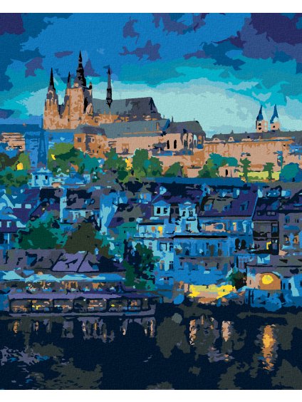 Diamantové maľovanie - TEMNÁ PRAHA (Rámovanie bez rámu a bez vypnutia plátna, Rozmer 40x50 cm)