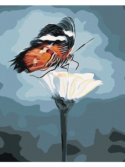 Diamantové maľovanie - MOTÝĽ NA KVETE (Rámovanie bez rámu a bez vypnutia plátna, Rozmer 40x50 cm)