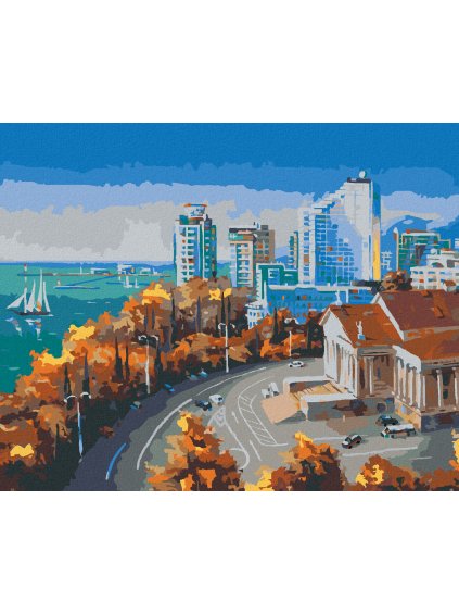 Diamantové maľovanie - PREDMESTIE SOCHI (Rámovanie bez rámu a bez vypnutia plátna, Rozmer 40x50 cm)