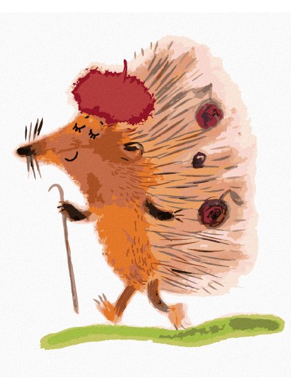 Diamantové maľovanie - JEŽKO NA PRECHÁDZKE (Rámovanie bez rámu a bez vypnutia plátna, Rozmer 40x50 cm)