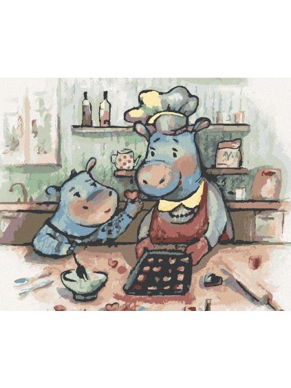 Diamantové maľovanie - HROŠIE VARENIE (Rámovanie bez rámu a bez vypnutia plátna, Rozmer 40x50 cm)