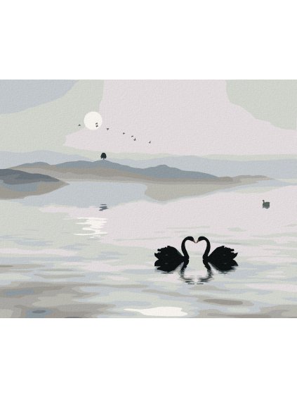 Diamantové maľovanie - LABUTIE JAZERO (Rámovanie bez rámu a bez vypnutia plátna, Rozmer 40x50 cm)