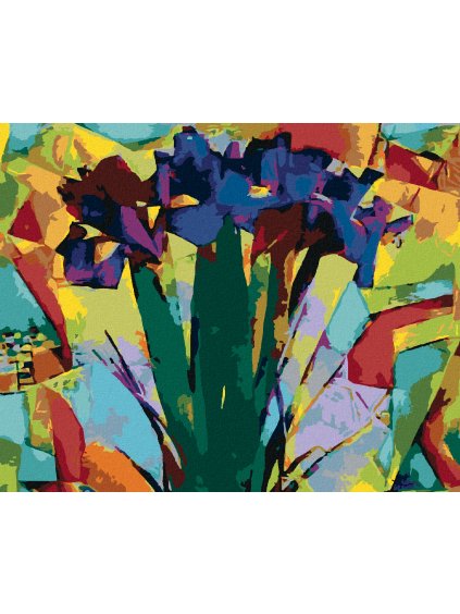 Diamantové maľovanie - ABSTRAKTNÉ KOSATCE (Rámovanie bez rámu a bez vypnutia plátna, Rozmer 40x50 cm)