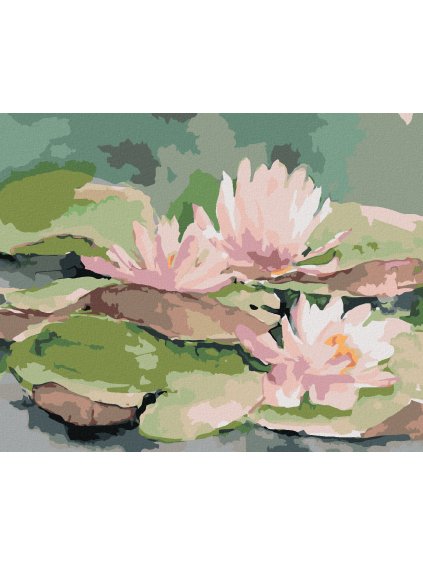 Diamantové maľovanie - RUŽOVÉ JAPONSKÉ LEKNÍNY (Rámovanie bez rámu a bez vypnutia plátna, Rozmer 40x50 cm)