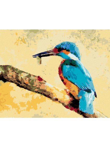 Diamantové maľovanie - RYBÁRIK SO SVOJOU POTRAVOU (Rámovanie bez rámu a bez vypnutia plátna, Rozmer 40x50 cm)