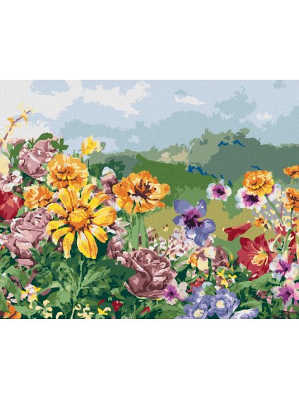 Diamantové maľovanie - LUČNÉ KVETY (Rámovanie bez rámu a bez vypnutia plátna, Rozmer 40x50 cm)