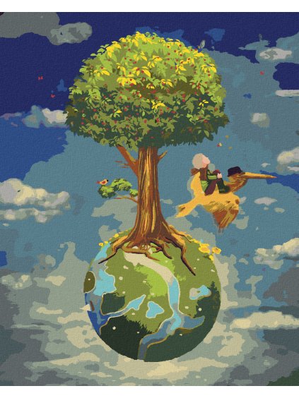 Diamantové maľovanie - MALÝ PRINC A PELIKÁN (Rámovanie bez rámu a bez vypnutia plátna, Rozmer 40x50 cm)