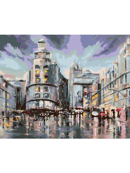 Diamantové maľovanie - MADRID A DAŽDIVÉ POČASIE (Rámovanie bez rámu a bez vypnutia plátna, Rozmer 40x50 cm)