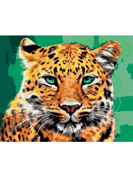 Diamantové maľovanie - LEOPARD SO ZELENÝMI OČAMI (Rámovanie bez rámu a bez vypnutia plátna, Rozmer 40x50 cm)