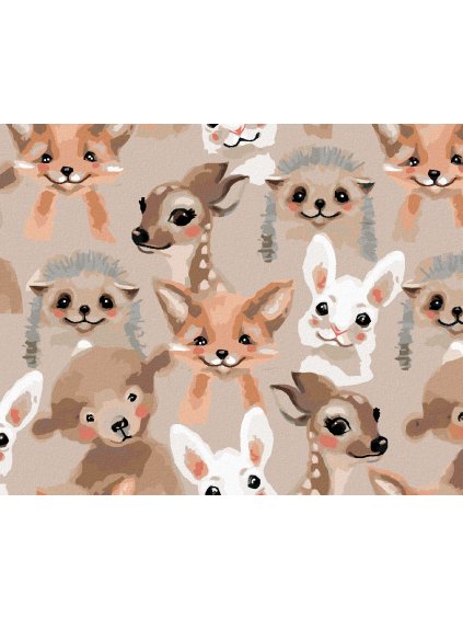 Diamantové maľovanie - ZVIERATKA Z LESA (Rámovanie bez rámu a bez vypnutia plátna, Rozmer 40x50 cm)