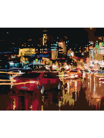 Diamantové maľovanie - OSVETLENÉ NOČNÉ MESTO (Rámovanie bez rámu a bez vypnutia plátna, Rozmer 40x50 cm)