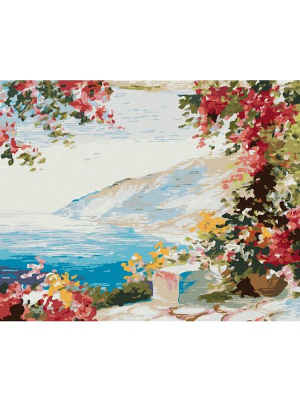 Diamantové maľovanie - DOM PRI MORI (Rámovanie bez rámu a bez vypnutia plátna, Rozmer 40x50 cm)