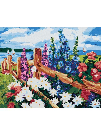 Diamantové maľovanie - ROZKVITNUTÉ KVETY NA LÚKE (Rámovanie bez rámu a bez vypnutia plátna, Rozmer 40x50 cm)