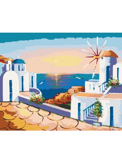 Diamantové maľovanie - GRÉCKO (Rámovanie bez rámu a bez vypnutia plátna, Rozmer 40x50 cm)