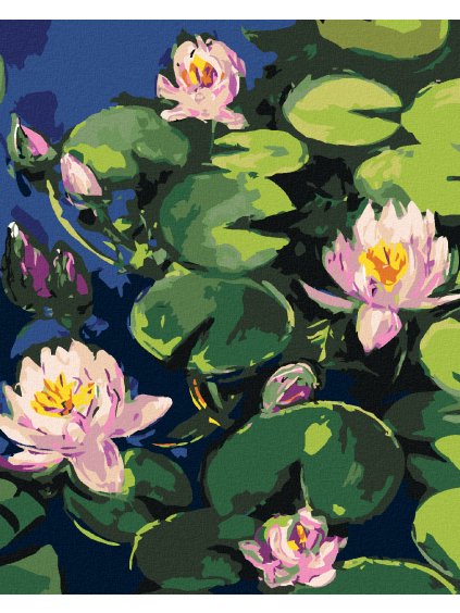 Diamantové maľovanie - LEKNÍNY V ZÁHRADNOM JAZERE (Rámovanie bez rámu a bez vypnutia plátna, Rozmer 40x50 cm)