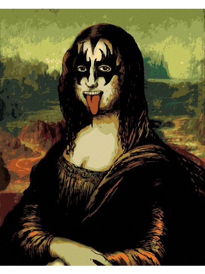 Diamantové maľovanie - MONA LISA AKO ROCKOVÁ HVIEZDA (Rámovanie bez rámu a bez vypnutia plátna, Rozmer 40x50 cm)