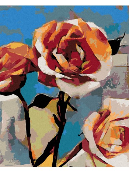 Diamantové maľovanie - KYTICE KVETÍN V KUBISTICKOM ŠTÝLE (Rámovanie bez rámu a bez vypnutia plátna, Rozmer 40x50 cm)
