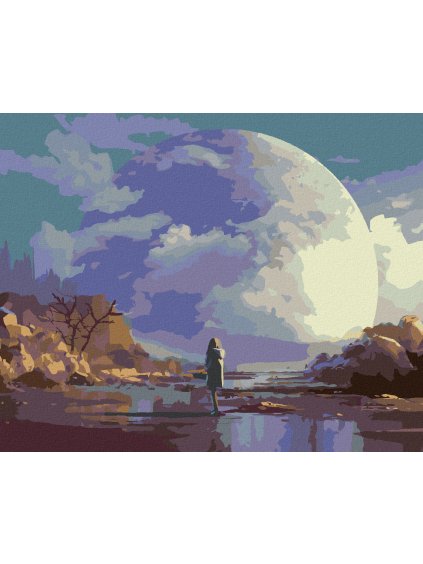 Diamantové maľovanie - OSAMELÁ ŽENA (Rámovanie bez rámu a bez vypnutia plátna, Rozmer 40x50 cm)