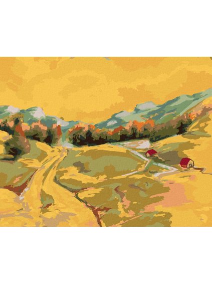 Diamantové maľovanie - POHĽAD NA LETNÚ KRAJINU (Rámovanie bez rámu a bez vypnutia plátna, Rozmer 40x50 cm)