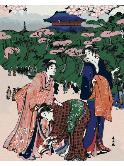 Diamantové maľovanie - JAPONSKO A ROZKVITNUTÉ SAKURY (Rámovanie bez rámu a bez vypnutia plátna, Rozmer 40x50 cm)