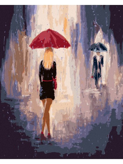 Diamantové maľovanie - ŽENA S MUŽOM S DÁŽDNIKMI (Rámovanie bez rámu a bez vypnutia plátna, Rozmer 40x50 cm)