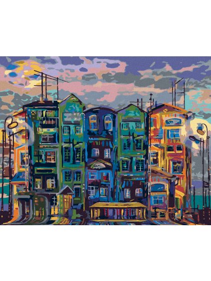 Diamantové maľovanie - VYSOKÉ DOMY V AMSTERDAME (Rámovanie bez rámu a bez vypnutia plátna, Rozmer 40x50 cm)