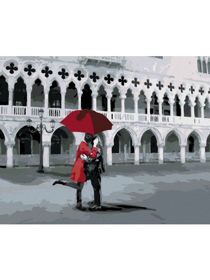 Diamantové maľovanie - MILENCI V SAN MARCO (Rámovanie bez rámu a bez vypnutia plátna, Rozmer 40x50 cm)