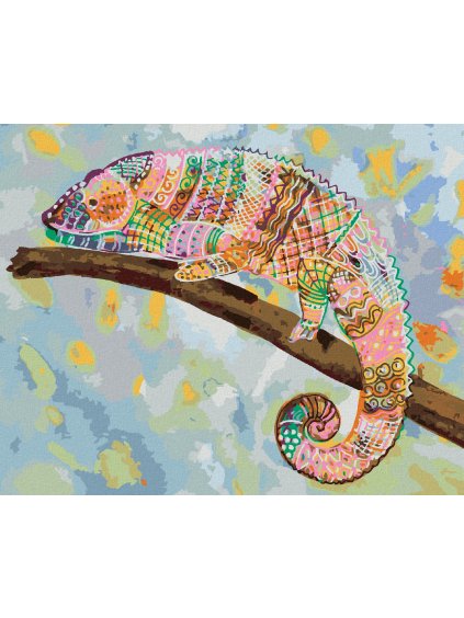 Diamantové maľovanie - PESTRÝ CHAMELEÓN (Rámovanie bez rámu a bez vypnutia plátna, Rozmer 40x50 cm)