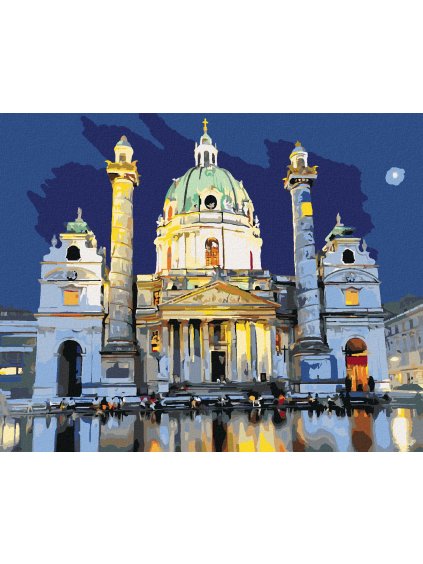 Diamantové maľovanie - ST. CHARLES VO VIEDNI (Rámovanie bez rámu a bez vypnutia plátna, Rozmer 40x50 cm)