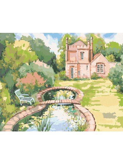 Diamantové maľovanie - MALÝ ZÁHRADNÝ HRAD MOLLY LODGE (Rámovanie bez rámu a bez vypnutia plátna, Rozmer 40x50 cm)