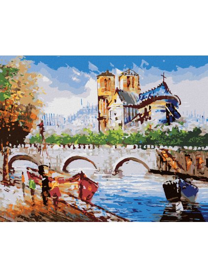 Diamantové maľovanie - POHĽAD NA PARÍŽSKU ULIČKU (Rámovanie bez rámu a bez vypnutia plátna, Rozmer 40x50 cm)