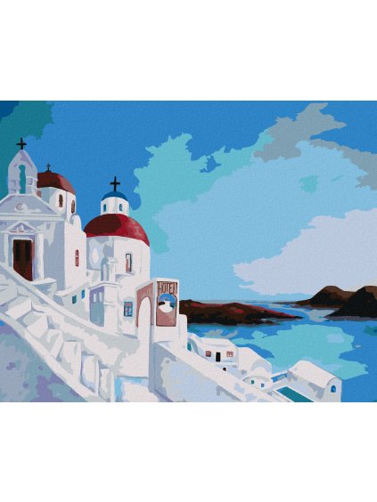 Diamantové maľovanie - VÝHĽAD NA MORE Z GRECKÉHO OSTROVA (Rámovanie bez rámu a bez vypnutia plátna, Rozmer 40x50 cm)