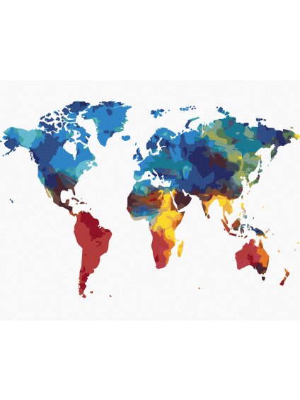 Diamantové maľovanie - FAREBNÁ MAPA SVETA III (Rámovanie bez rámu a bez vypnutia plátna, Rozmer 40x50 cm)