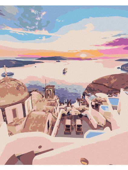 Diamantové maľovanie - FAREBNÉ SANTORINI (Rámovanie bez rámu a bez vypnutia plátna, Rozmer 40x50 cm)