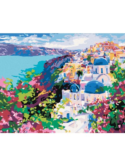 Diamantové maľovanie - SANTORINI (Rámovanie bez rámu a bez vypnutia plátna, Rozmer 40x50 cm)