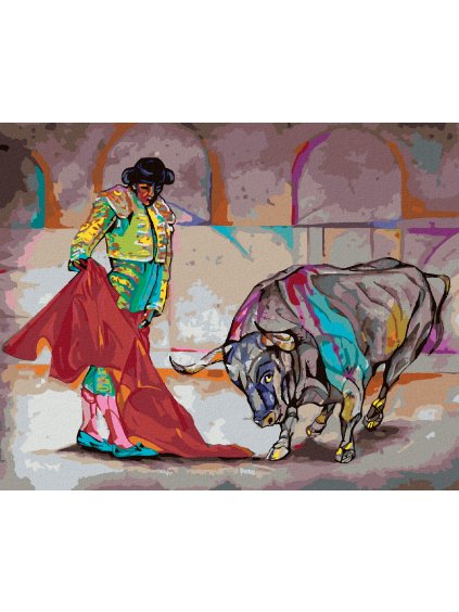Diamantové maľovanie - BÝK A KORIDA (Rámovanie bez rámu a bez vypnutia plátna, Rozmer 40x50 cm)