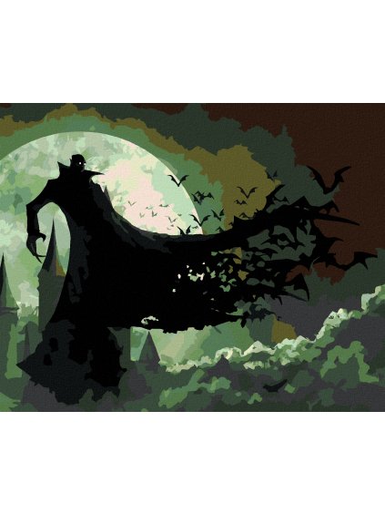 Diamantové maľovanie - DRAKULA STOJACI NA SKALE (Rámovanie bez rámu a bez vypnutia plátna, Rozmer 40x50 cm)