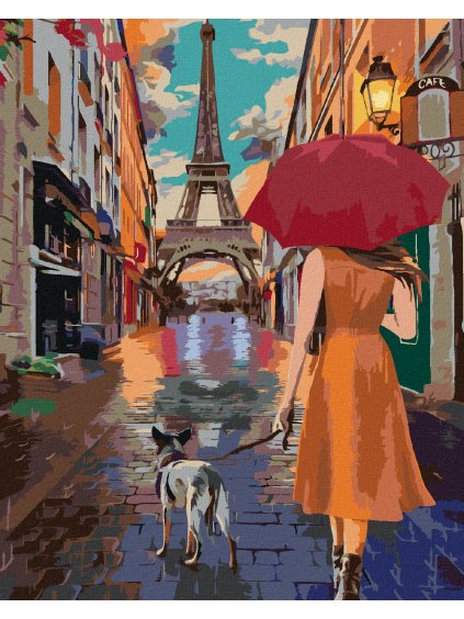 Diamantové maľovanie - PARÍŽ EIFFELOVA VEŽA PRECHÁDZKA ULIČKOU (Rámovanie bez rámu a bez vypnutia plátna, Rozmer 40x50 cm)