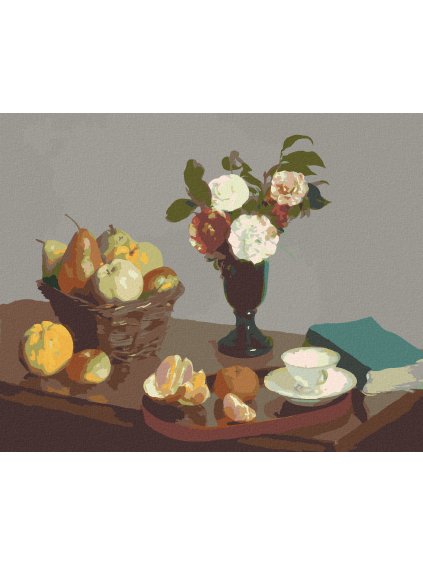 Diamantové maľovanie - ZÁTIŠIE (H. FANTIN-LATOUR) (Rámovanie bez rámu a bez vypnutia plátna, Rozmer 40x50 cm)