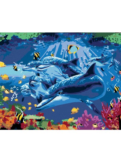 Diamantové maľovanie - PODMORSKÝ SVET (Rámovanie bez rámu a bez vypnutia plátna, Rozmer 40x50 cm)