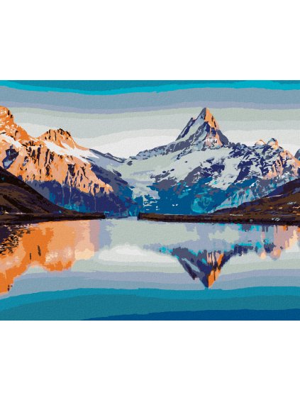 Diamantové maľovanie - FANTASTICKÁ PANORAMA JAZERA BACHALPSEE VO ŠVAJČIARSKU (Rámovanie bez rámu a bez vypnutia plátna, Rozmer 40x50 cm)