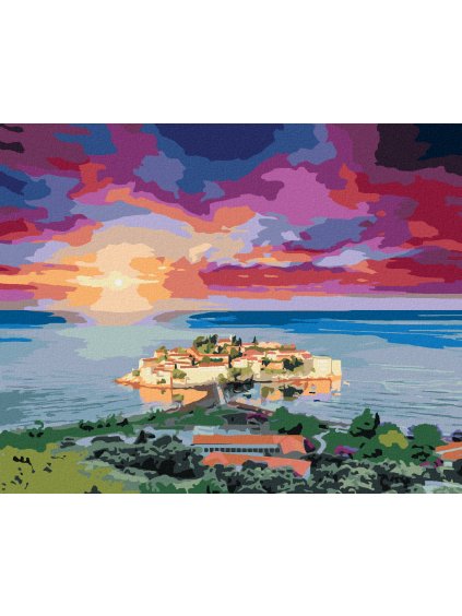 Diamantové maľovanie - VÝHĽAD NA SVATÝ STEFAN (Rámovanie bez rámu a bez vypnutia plátna, Rozmer 40x50 cm)