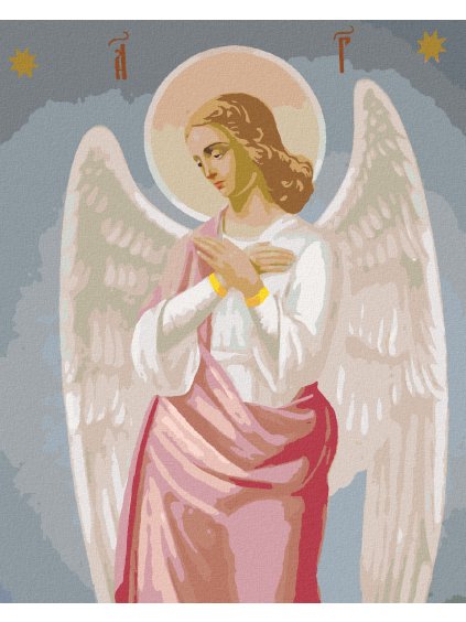 Diamantové maľovanie - ANJEL V ČERVENOM RÚCHU (Rámovanie bez rámu a bez vypnutia plátna, Rozmer 40x50 cm)