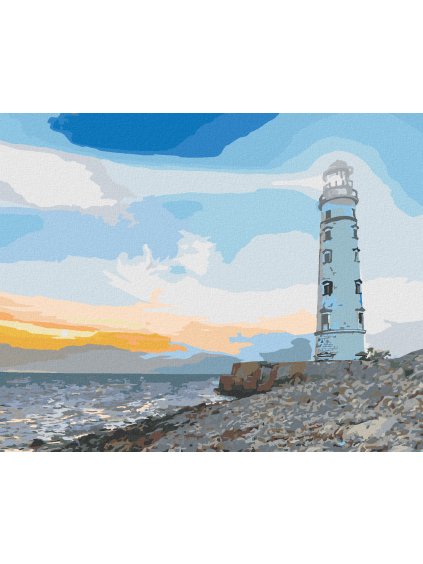 Diamantové maľovanie - SVIETIACI MAJÁK PRI MORI (Rámovanie bez rámu a bez vypnutia plátna, Rozmer 40x50 cm)