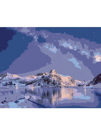 Diamantové maľovanie - MLIEČNA DRÁHA NAD ZAMRZNUTÝM MORSKÝM POBREŽÍM (Rámovanie bez rámu a bez vypnutia plátna, Rozmer 40x50 cm)