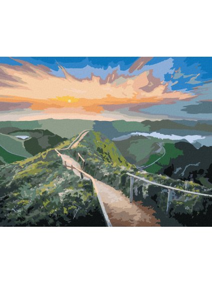 Diamantové maľovanie - HORSKÁ KRAJINA S TURISTICKÝM CHODNÍKOM (Rámovanie bez rámu a bez vypnutia plátna, Rozmer 40x50 cm)