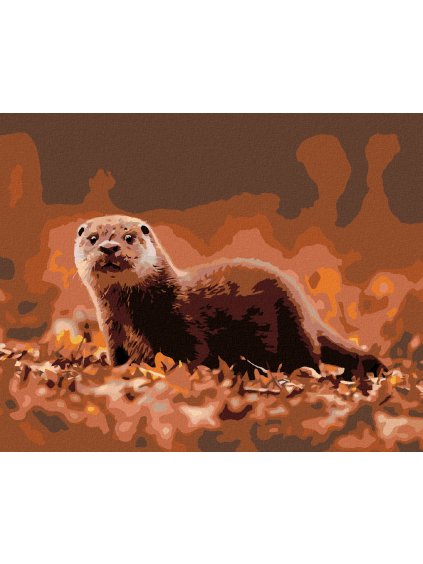 Diamantové maľovanie - VYDRA NA JESEŇ (Rámovanie bez rámu a bez vypnutia plátna, Rozmer 40x50 cm)